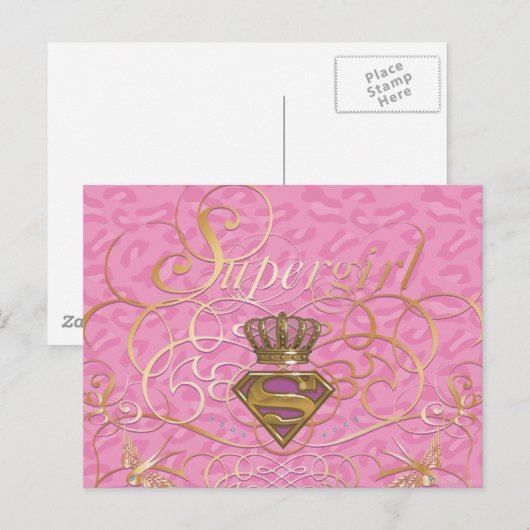 Supergirl roze briefkaart (Voorkant / Achterkant)