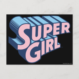 Supergirl Roze en Blue Logo Briefkaart