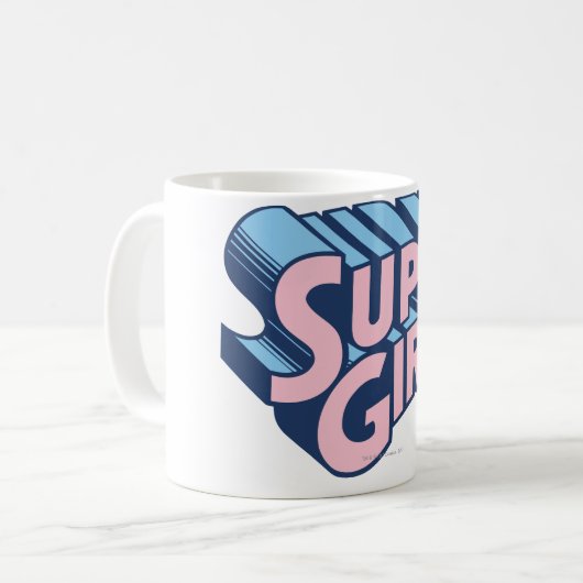 Supergirl Roze en Blue Logo Koffiemok (Voorkant links)
