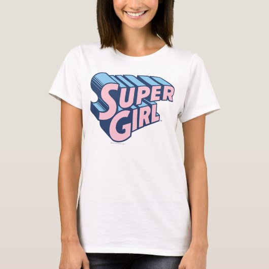 Supergirl Roze en Blue Logo T-shirt (Voorkant)