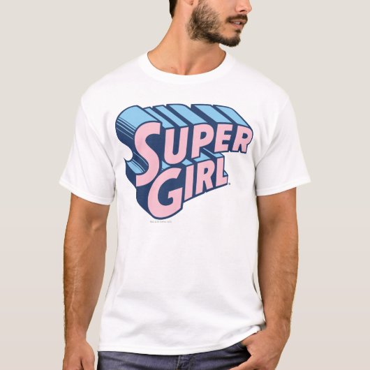 Supergirl Roze en Blue Logo T-shirt (Voorkant)