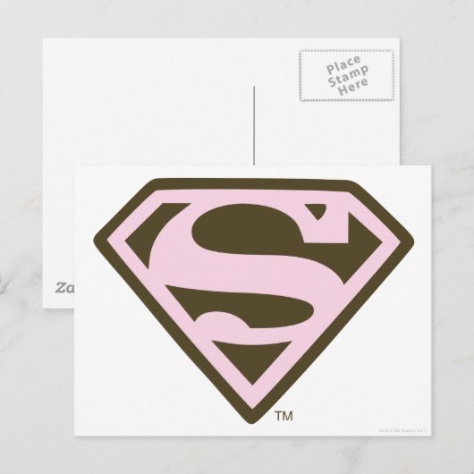 Supergirl roze en bruin Logo Briefkaart (Voorkant / Achterkant)