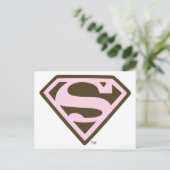 Supergirl roze en bruin Logo Briefkaart (Staand voorkant)