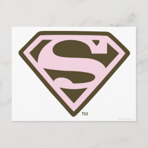 Supergirl roze en bruin Logo Briefkaart