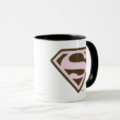 Supergirl roze en bruin Logo Mok (Voorkant rechts)