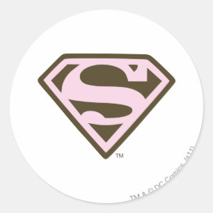 Supergirl roze en bruin Logo Ronde Sticker