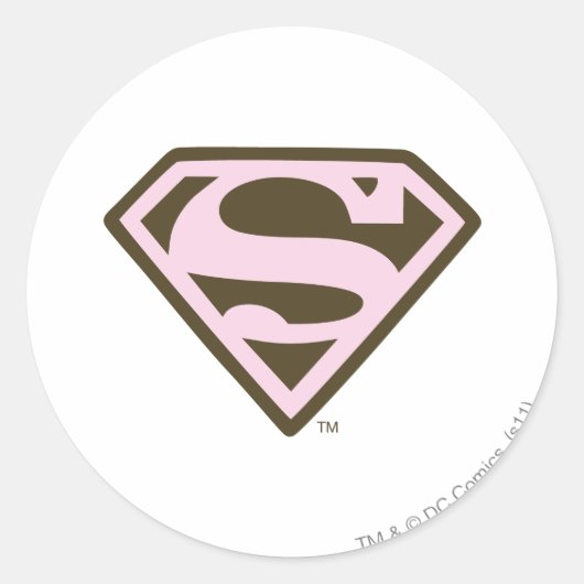 Supergirl roze en bruin Logo Ronde Sticker (Voorkant)
