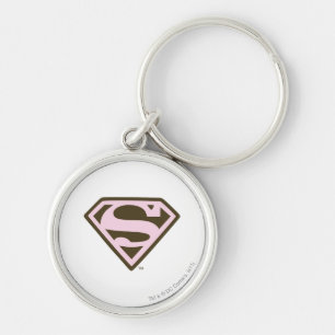 Supergirl roze en bruin Logo Sleutelhanger