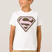 Supergirl roze en bruin Logo T-shirt (Voorkant)