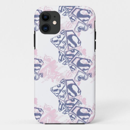 Supergirl roze en Paars patroon 2 Case-Mate iPhone Case (Achterkant)