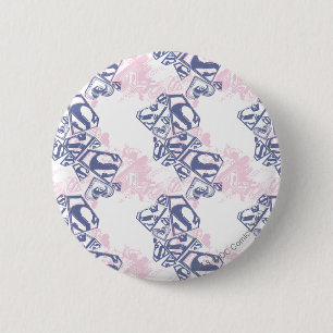 Supergirl roze en Paars patroon Ronde Button 5,7 Cm