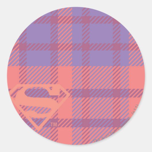 Supergirl roze en Paars patroon Ronde Sticker (Voorkant)