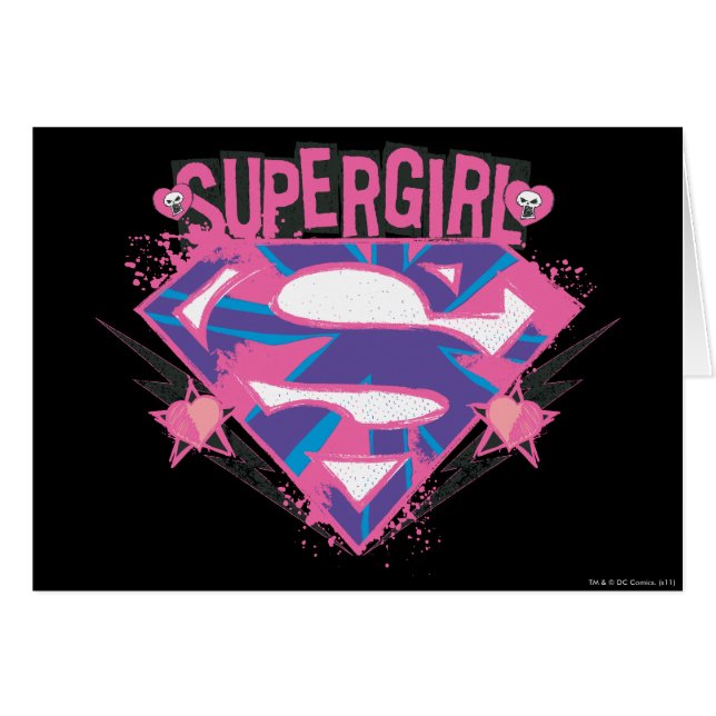 Supergirl Roze en Paarse Grunge Logo (Voorkant Horizontaal)