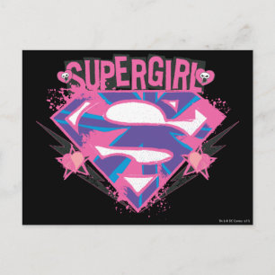 Supergirl Roze en Paarse Grunge Logo Briefkaart