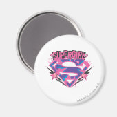 Supergirl Roze en Paarse Grunge Logo Magneet (Voorkant / Achterkant)