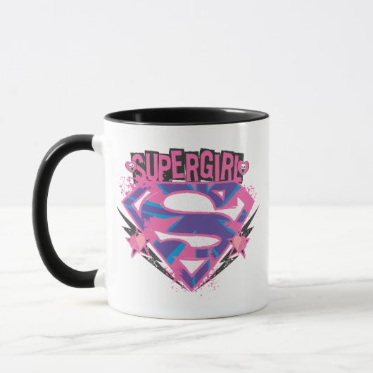 Supergirl Roze en Paarse Grunge Logo Mok (Links)