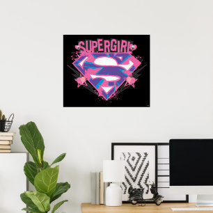 Supergirl Roze en Paarse Grunge Logo Poster