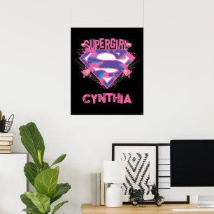 Supergirl Roze en Paarse Grunge Logo Poster