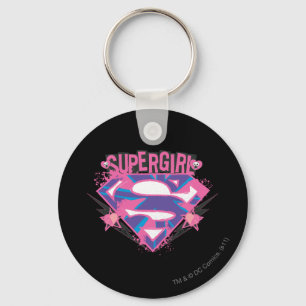 Supergirl Roze en Paarse Grunge Logo Sleutelhanger