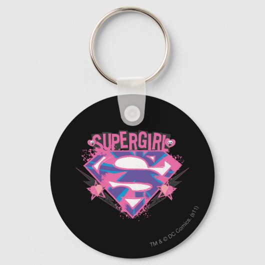 Supergirl Roze en Paarse Grunge Logo Sleutelhanger (Voorkant)