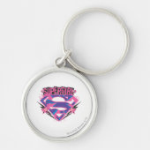 Supergirl Roze en Paarse Grunge Logo Sleutelhanger (Voorkant)