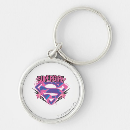 Supergirl Roze en Paarse Grunge Logo Sleutelhanger (Voorkant)