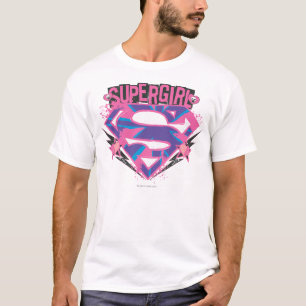 Supergirl Roze en Paarse Grunge Logo T-shirt