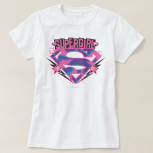Supergirl Roze en Paarse Grunge Logo T-shirt