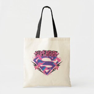 Supergirl Roze en Paarse Grunge Logo Tote Bag