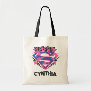 Supergirl Roze en Paarse Grunge Logo Tote Bag