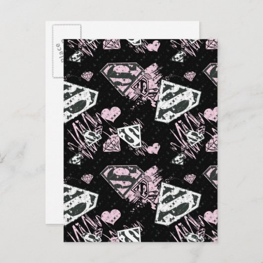 Supergirl Roze en White Logo Pattern Briefkaart (Voorkant / Achterkant)