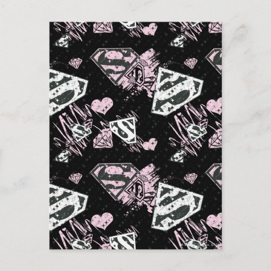 Supergirl Roze en White Logo Pattern Briefkaart (Voorkant)