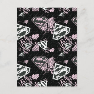 Supergirl Roze en White Logo Pattern Briefkaart