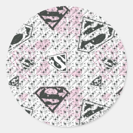 Supergirl Roze en White Logo Pattern Ronde Sticker (Voorkant)