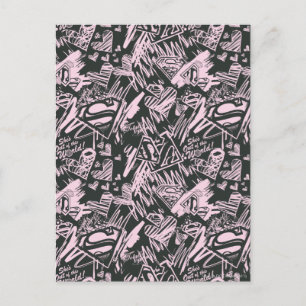 Supergirl roze en zwarte kribbels briefkaart