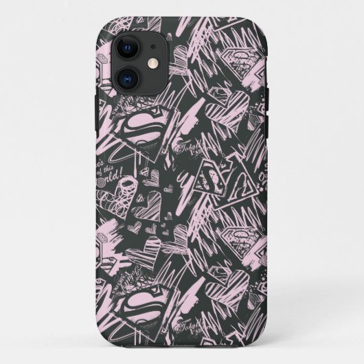 Supergirl roze en zwarte kribbels Case-Mate iPhone case (Achterkant)