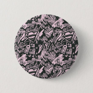 Supergirl roze en zwarte kribbels ronde button 5,7 cm