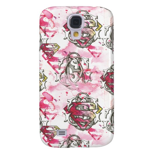 Supergirl roze inktpatroon Case-Mate samsung galaxy hoesje (Achterkant)