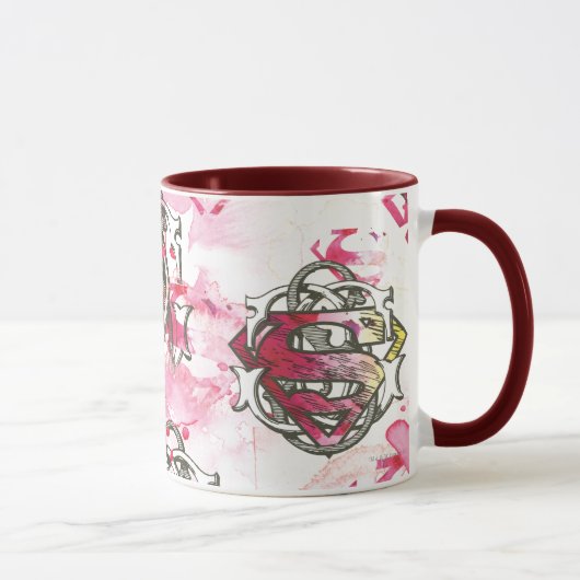 Supergirl roze inktpatroon mok (Rechts)