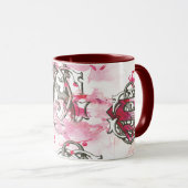 Supergirl roze inktpatroon mok (Voorkant rechts)