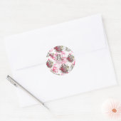 Supergirl roze inktpatroon ronde sticker (Envelop)