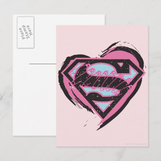 Supergirl roze Logo in hart Briefkaart (Voorkant / Achterkant)