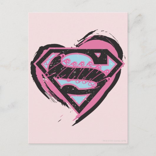 Supergirl roze Logo in hart Briefkaart (Voorkant)
