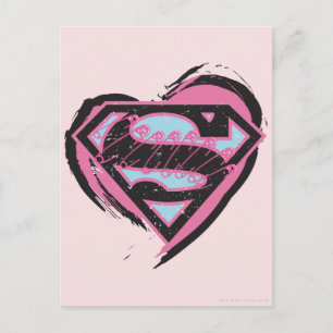 Supergirl roze Logo in hart Briefkaart