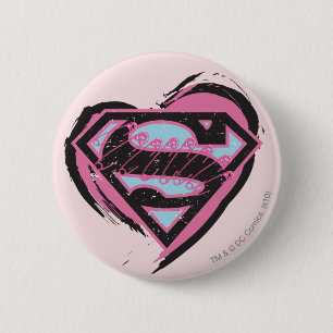 Supergirl roze Logo in hart Ronde Button 5,7 Cm