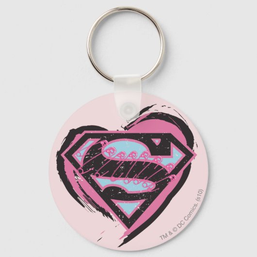 Supergirl roze Logo in hart Sleutelhanger (Voorkant)