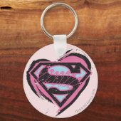 Supergirl roze Logo in hart Sleutelhanger (Voorkant)