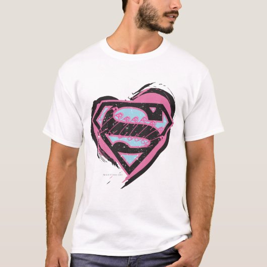 Supergirl roze Logo in hart T-shirt (Voorkant)