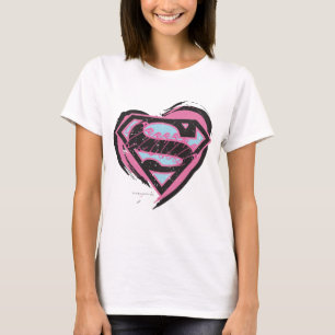 Supergirl roze Logo in hart T-shirt