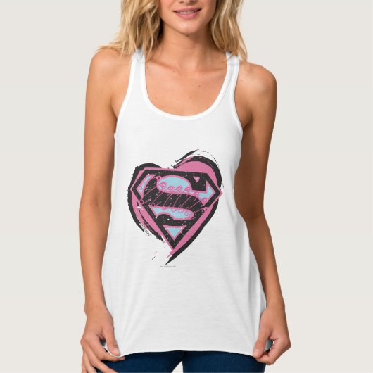 Supergirl roze Logo in hart Tanktop (Voorkant)